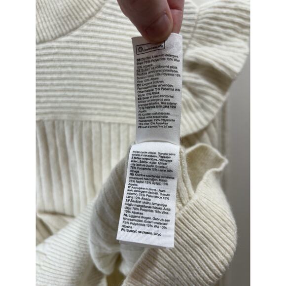 & Other Stories Women’s Wool Blend Sweater Size XS Cream Ruffles Coquette Twee - Picture 8 of 9